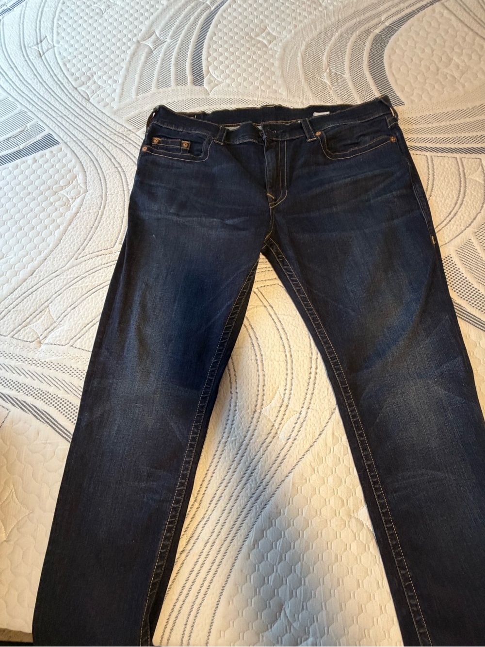 True Religion Men's Dark Indigo Slim Straight Jeans